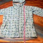 Marmot Hooded Raincoat blue yellow white floral vented size medium Photo 2