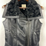 Olive & Oak Women’s  Faux leather and fur biker vest Size Small Photo 0