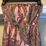 LOVE, FIRE STRAPLESS PINK PAISLEY MAXI DRESS ELASTIC TOP PEEP HOLE ON BACK CUTE Photo 2