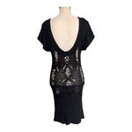 Baby Phat  Y2K Black Knit Draped Distressed Dress Size L Photo 1