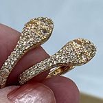 NWT Gold colored Crystal Avenue pave CZ snake head huggie earrings Photo 5