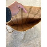 Woven Straw Purse Shoulder Bag Tan Brown Striped Square Button Hippie Beach Photo 3