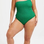 Good American 90s Hot metallic green one shoulder One Piece swimsuit 3 L Photo 0