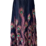 Shoreline Vintage  Sequined Peacock Feather Boho Maxi Skirt Photo 1