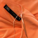 ZARA NWT Draped Neon Orange short Dress round neck long sleeves 3067/323 Photo 7