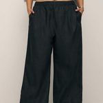 Reformation Fernando Wide Leg 100 % Linen Pant Black Size XL Photo 2