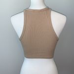 ZARA  Ribbed Knit Beige Crop Racer Back Tank Top Womens Medium Photo 5
