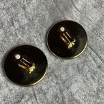 Vintage Gold Tone Nautical Clip On Earrings Round Blue Resort Cruise Statement Photo 4