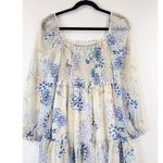 ARITZIA Wilfred Dress Blue Tempest Mini Smocked Puffed Floral Babydoll Boho XS Photo 6