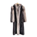 Vintage 20s Paul Magder Toronto Real Silver Fox Fur & Real Mink Coat Size M/L Black Photo 4