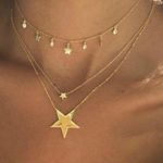 Gold Star Trouble Layer Choker Necklace Photo 0