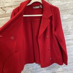 Liz Claiborne  Womens L Jacket Peacoat Red 100% Wool Double Breasted Buttons Photo 2