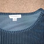 Carolina belle  Montreal Long Sleeve Dark Green Velour Striped Top Photo 1