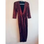 Zhivago Burgundy Sequin Kinsey Wrap Dress Women’s Size 8 Party Cocktail Evening Red Photo 4