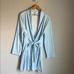 Lake Pajamas Pima cotton Robe in French Blue Watercolor Stems Small Photo 1