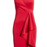 Eliza J NWT Cascading Ruffle Sleeveless Tailored Red Cocktail Dress Size 10 NEW Photo 0