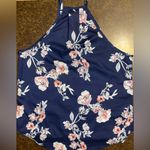 Yoins  Navy Blue Floral Spaghetti Strap Halter-Style Blouse - size XL Photo 4