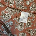 DR2 Women Small Rust White Floral High Low Bow Keyhole Flowy Babydoll Tunic Top Photo 5