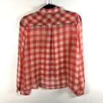Free People Red & White Gingham Sheer Button Down Blouse Women’s Size Small Boho Photo 5