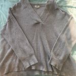 Aerie Grey V-neck Waffle Knit Sweater Photo 0