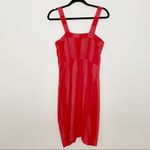 Urban Romantics linen blend red Striped Button Down midi dress Photo 6