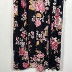 Angie Floral Kimono Duster Women's Small Black Floral Lace Trim Long Open Boho Photo 3