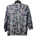 Loft  Floral Cardigan‎ Sweater Button Front 3/4 Sleeve Blue White XL Photo 1