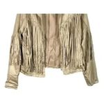 NWT Cropped Soft Faux Western Fringe Suede Open Style Lined Jacket Coat M Cream Size M Photo 3