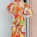 Blank dress BL^nk Floral Faux Wrap Areena Midi NWT Size Small NEW Orange Photo 0