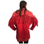 Vintage 1980s Avanti Red Suede Western Fringe Frontier Leather Coat medium Photo 2