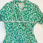 Dalton Silk Crepe Wrap Dress in Green Floral Print Size L Photo 8