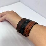 Diesel Vintage Brown Embossed Leather and metal bracelet, one size-fits most Photo 9