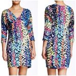 Trina Turk  Dominica multicolor print 3/4 sleeve shift dress 8 Casual Office Photo 1