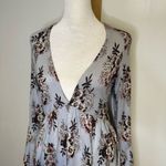 Free People  Speak Easy light blue floral v-neck bell-sleeve top size S Photo 4