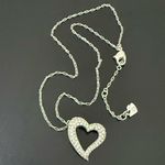 Swavorski SWAROVSKI Swan Signed Rhodium Plated Open Heart Pave Crystal Pendant Necklace 5g Photo 2
