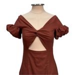 Yaura Toni Off The Shoulder Cut Out Midi Dress Size UK 10 US 6 Brown Photo 6