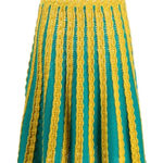PINKO Striped Crochet Knitted Maldive Skirt In Green Medium $295 Cotton Photo 0