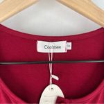 Coolmee Soft Stretch Burgundy Pleated Babydoll Long Sleeve Henley Tunic‎ Top Red Photo 2