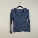 Zella Slate Blue Long Sleeve Workout Tee Cut Out Back Size Small Photo 3