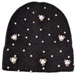 480. Fuzzy Black Pearl Rhinestone Beanie NWT Photo 0