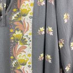 Lucky Brand Gray Floral Print Long Sleeve Peasant Top XS Photo 2