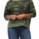 Good American Good‎ American Women’s Green Off The Shoulder Camo Sweatshirt Size 4 Photo 0