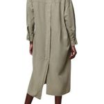 ZARA Green Linen Blend Shirt Dress with Pockets Size M Photo 5