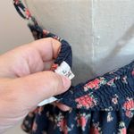Mudd Y2K Spaghetti Strap Blue Floral Top Smocked Babydoll Size L Photo 5
