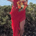 Oh Polly  Nevali Bandeau Ruffle Maxi Dress Red Photo 2