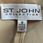 St. John Stretch Woven Flat Front Wide Leg Crepe Dress Pants Beige Size 12 Photo 7