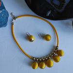 Yellow Ball Necklace with Earrings Set Photo 1