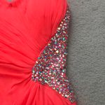 Neon Coral Cut Out Bedazzled Strapless Dress Pink Size 8 Photo 3
