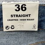 Mango MNG Denim Womens 4 Tie-Dye Straight Cropped High Waist Jeans Wide Leg Raw Hem Photo 4