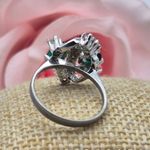 None Cocktail Ring Silver Tone Clear Crystal & Green Marquise Fashion Jewelry Size 8 Photo 6